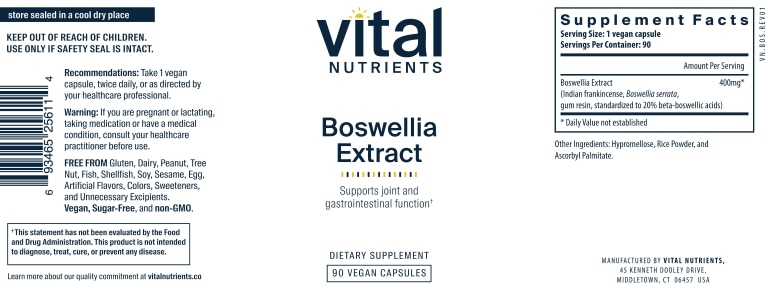 Boswellia Extract 400 mg - 90 Vegetarian Capsules - Alternate View 4