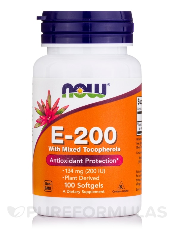 Natural E-200 with Mixed Tocopherols - 100 Softgels