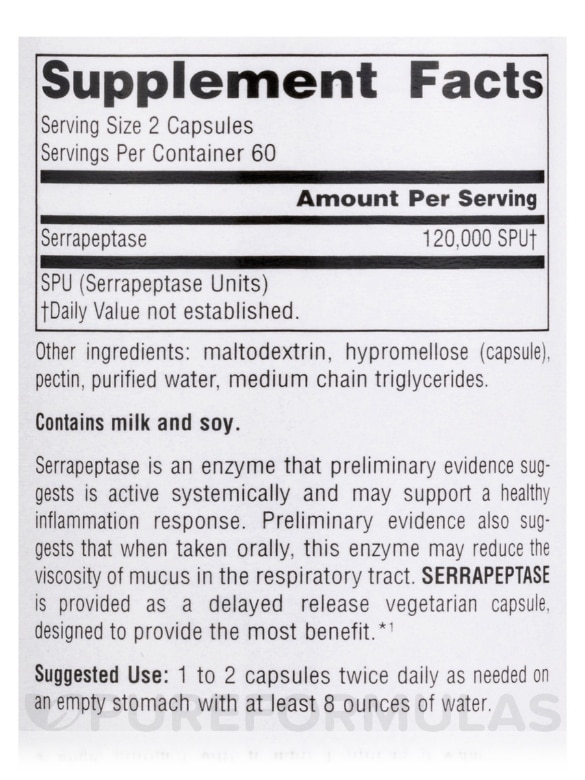 Serrapeptase 500 mg - 120 Vegetarian Capsules - Alternate View 4