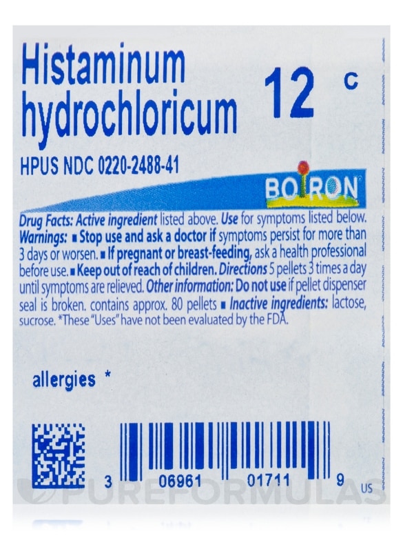 Histaminum Hydrochloricum 12c - 1 Tube (approx. 80 pellets) - Alternate View 4