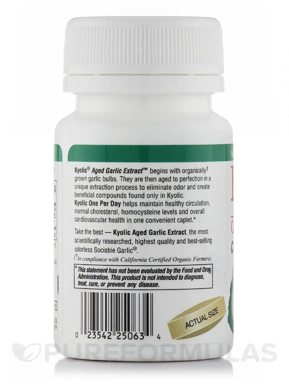 Kyolic® Aged Garlic Extract™ - Cardiovascular Health One Per Day - 30 Caplets - Alternate View 2