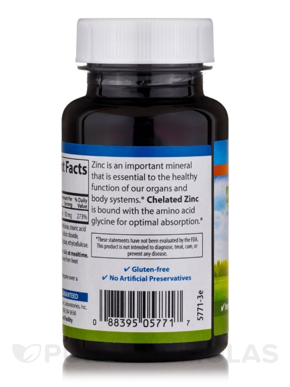 Chelated Zinc 30 mg - 100 Tablets - Alternate View 2