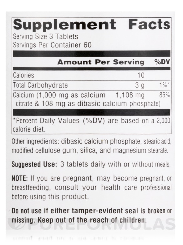 Calcium Citrate - 180 Tablets - Alternate View 3