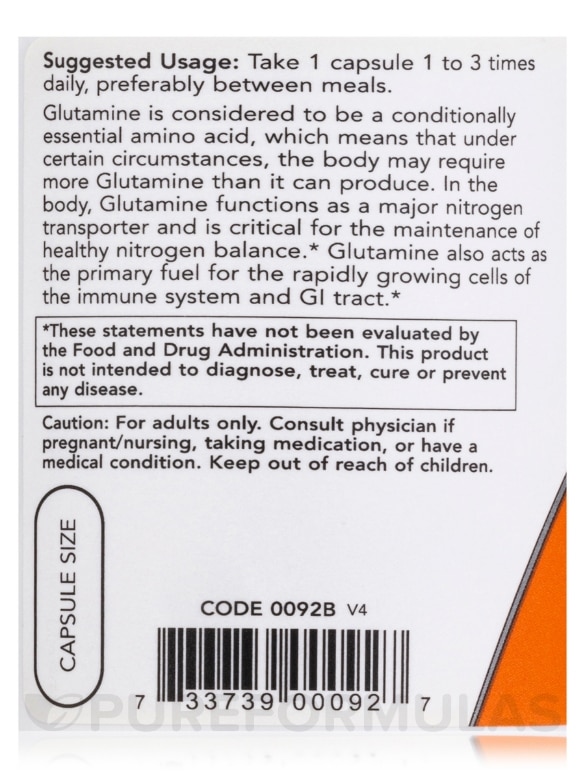 L-Glutamine 500 mg - 120 Capsules - Alternate View 4