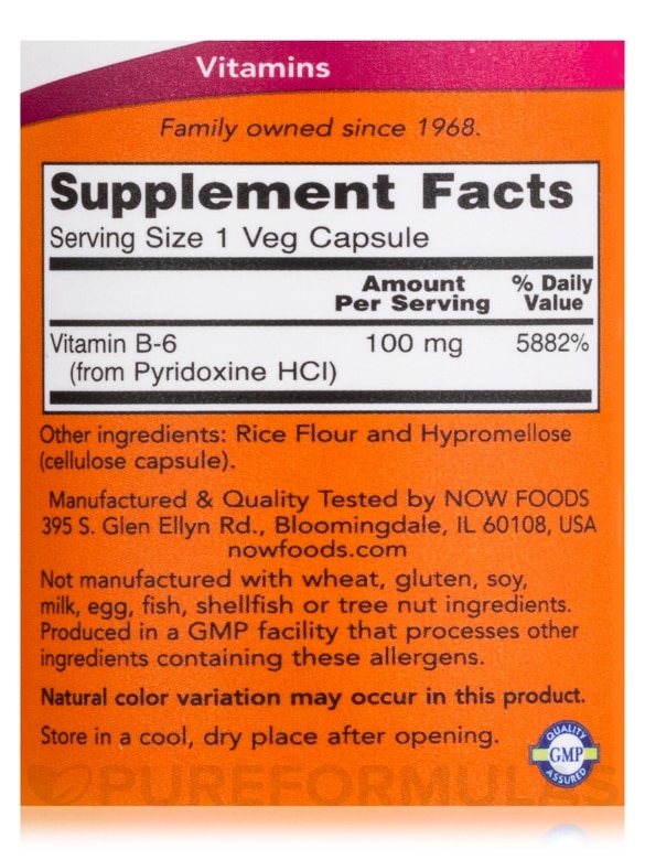 B-6 100 mg - 100 Capsules - Alternate View 3