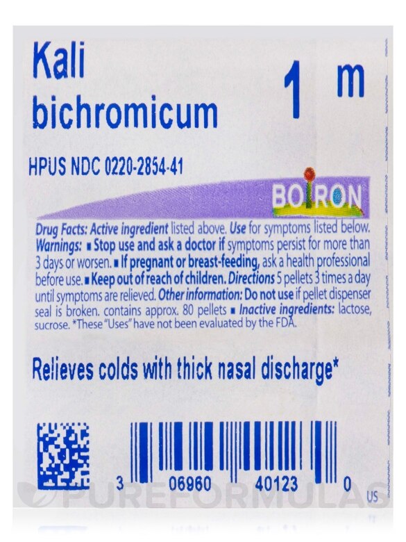Kali Bichromicum 1m - 1 Tube (approx. 80 pellets) - Alternate View 4
