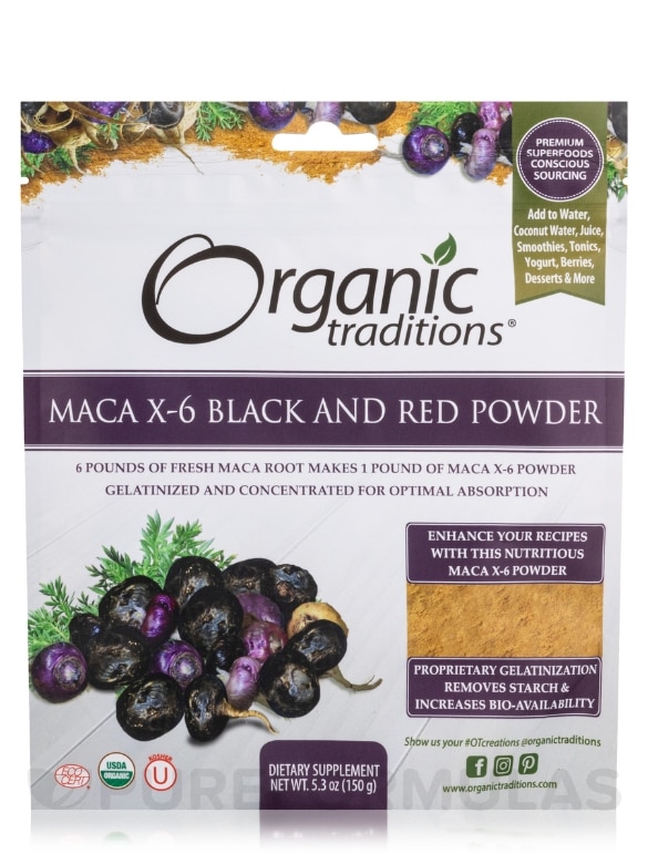 Maca X-6 Powder Black & Red-Purple - 5.3 oz (150 Grams)