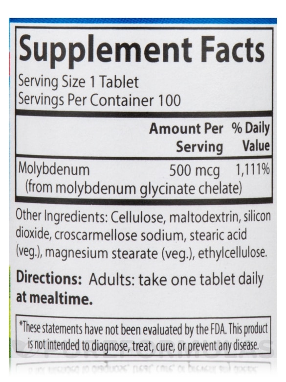 Moly-B™ (Chelated Molybdenum) - 100 Vegetarian Tablets - Alternate View 3