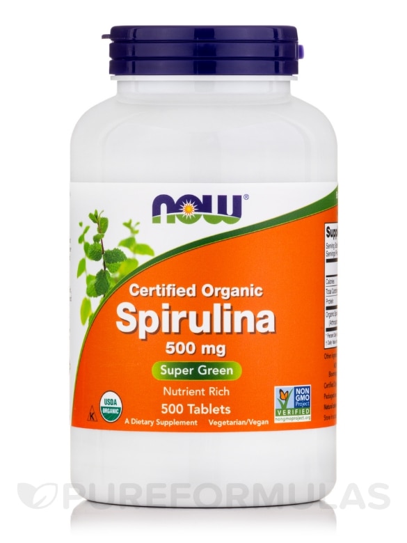Spirulina 500 mg, Organic - 500 Tablets