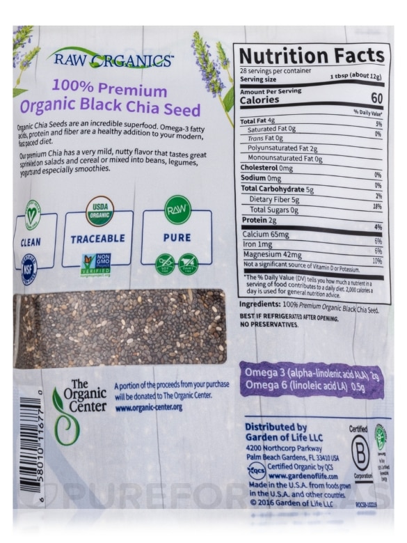 Raw Organics™ 100% Organic Chia Seed - 12 oz (340 Grams) - Alternate View 2