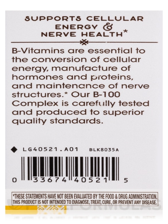 B-100 Complex with B2 Coenzyme - 100 Capsules - Alternate View 6