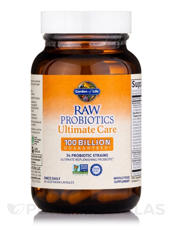 Raw Probiotics Ultimate Care 100 Billion - 30 Vegetarian Capsules - Alternate View 2