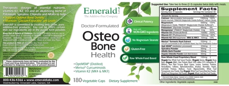 Osteo Bone Health - 180 Vegetable Capsules - Alternate View 1