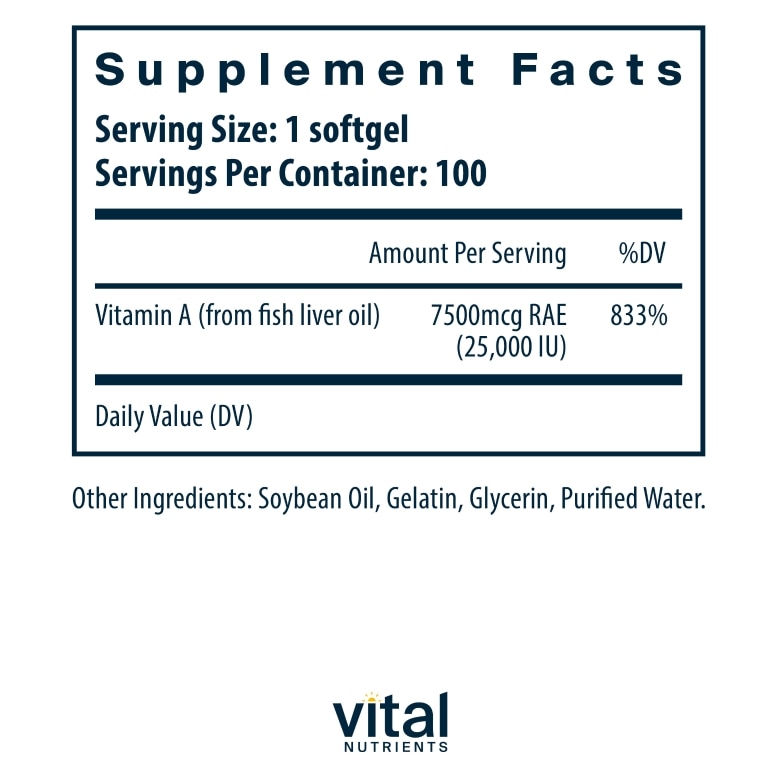 Vitamin A 7.5 mg RAE - 100 Softgel Capsules - Alternate View 5