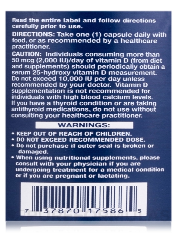 Vitamin D3 5000 IU with Sea-Iodine - 60 Capsules - Alternate View 4