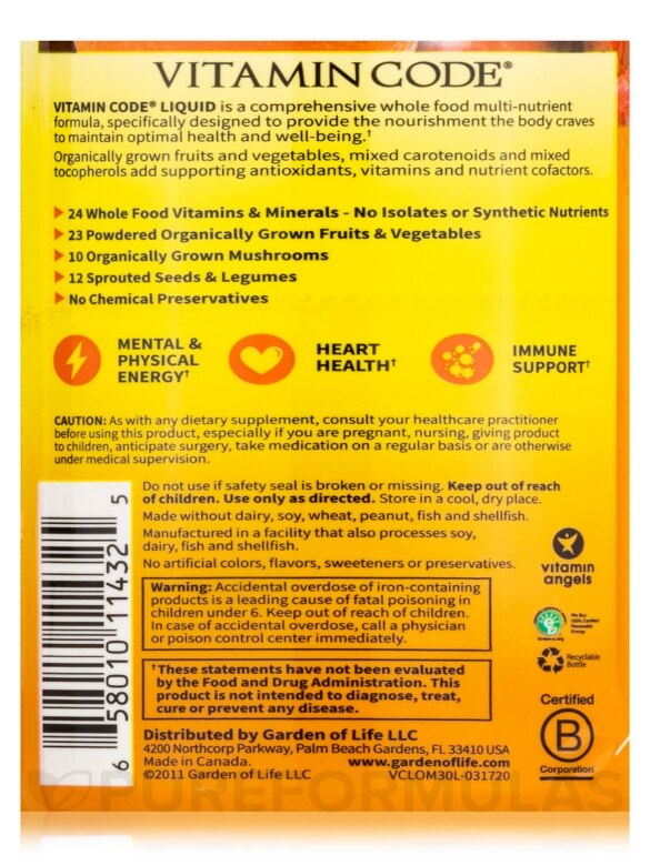 Vitamin Code® - Liquid Multi Orange Mango - 30 fl. oz (900 ml) - Alternate View 4