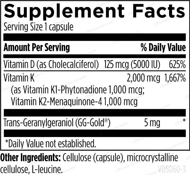 Vitamin D Supreme with Vitamin K1 and K2 - 60 Vegetarian Capsules - Alternate View 1