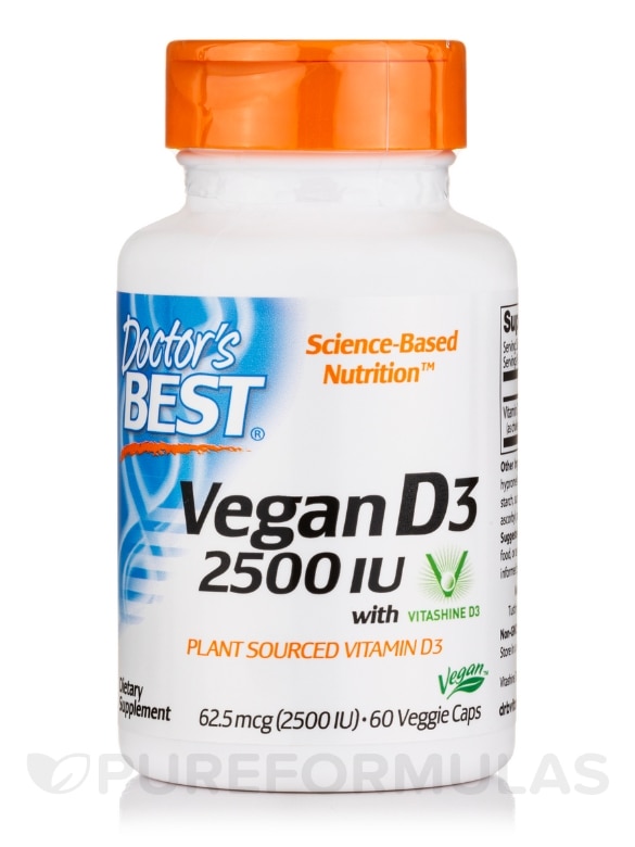 Vegan D3 2500 IU with Vitashine D3 - 60 Veggie Capsules