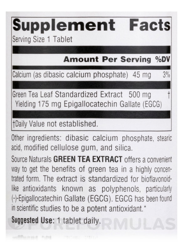 Green Tea Extract 500 mg - 120 Tablets - Alternate View 4