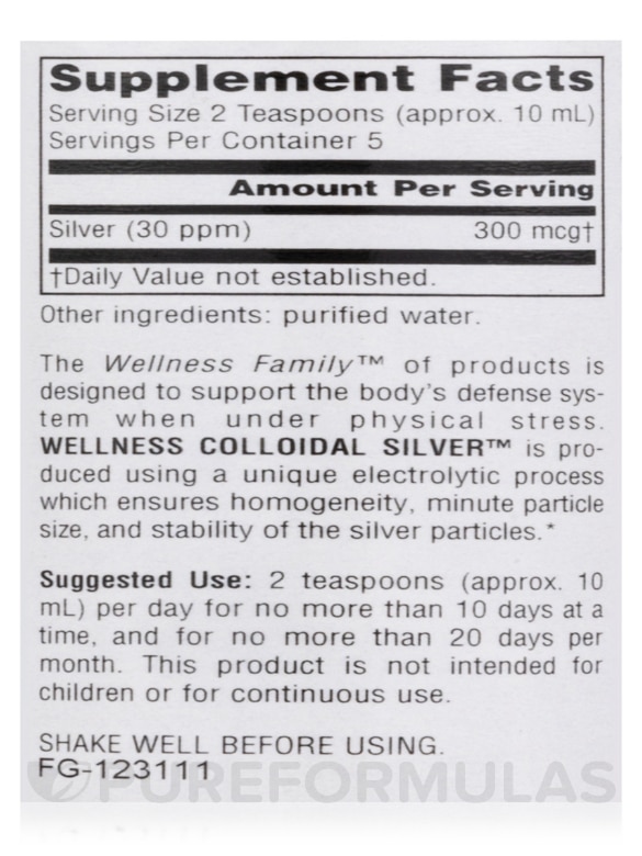Wellness Colloidal Silver™ (30 PPM) - 2 fl. oz (59.14 ml) - Alternate View 3