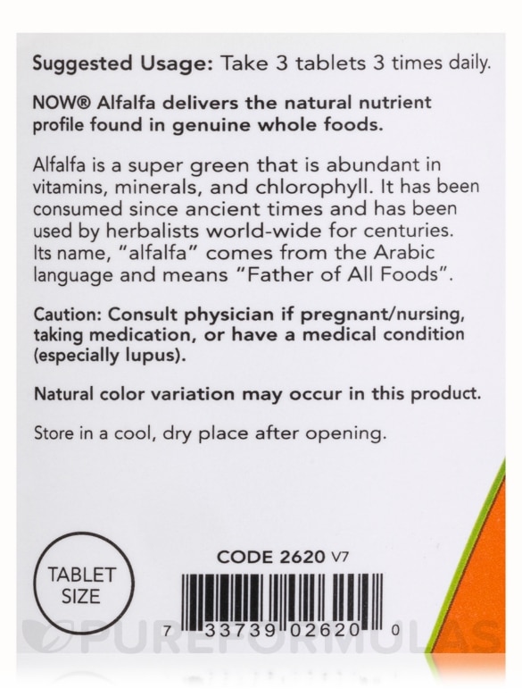 Alfalfa 650 mg - 250 Tablets - Alternate View 4