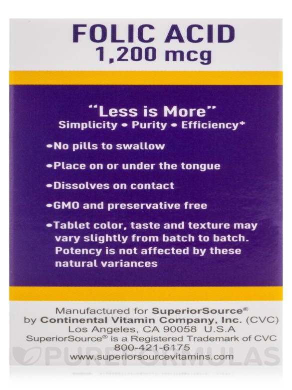 Folic Acid 1,200 mcg - 100 MicroLingual® Tablets - Alternate View 9