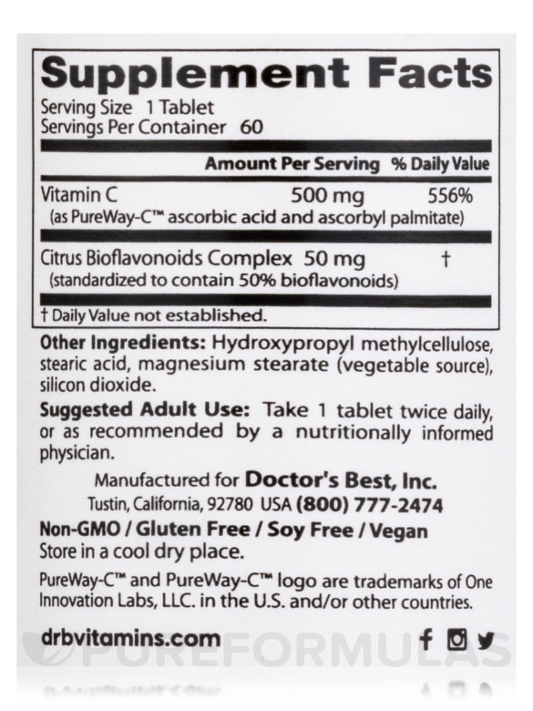 Vitamin C with PureWay-C® (Sustained Release) - 60 Tablets - Alternate View 3
