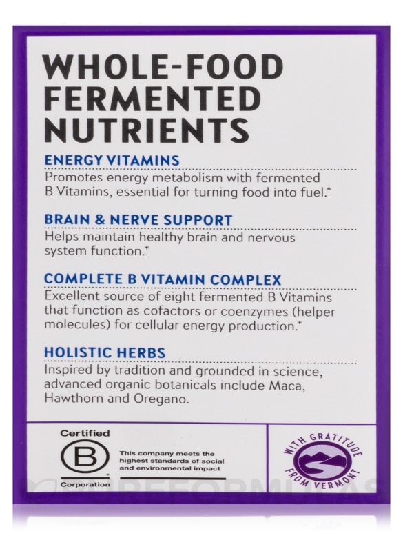 Fermented Coenzyme B Complex - 90 Vegetarian Tablets - Alternate View 9