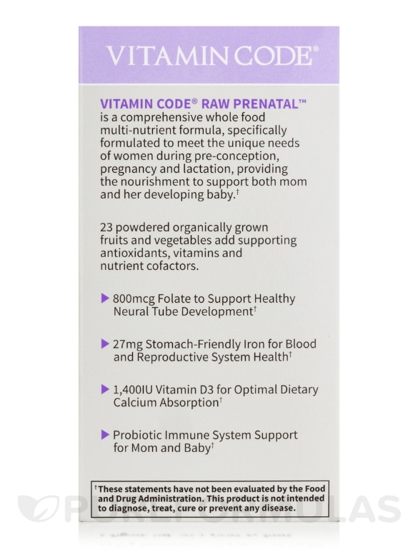 Vitamin Code® - Raw Prenatal - 90 Vegetarian Capsules - Alternate View 6