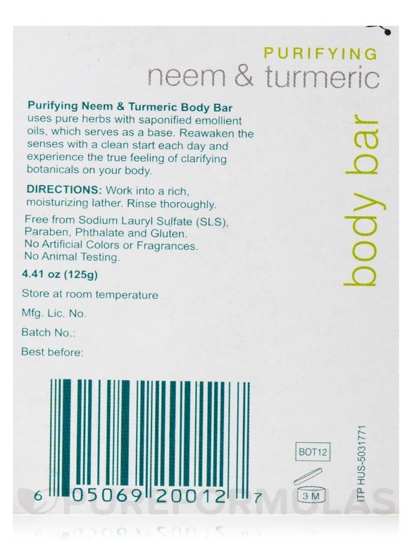 Purifying Neem & Turmeric Body Bar - 4.41 oz (125 Grams) - Alternate View 6
