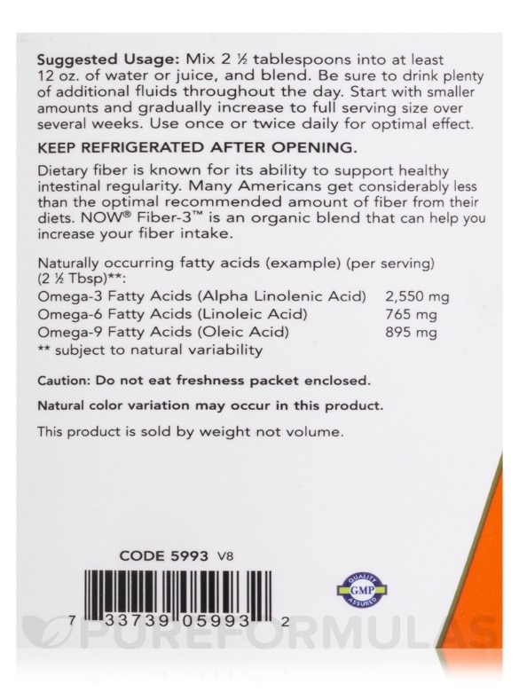Fiber-3™ (Certified Organic) - 16 oz (454 Grams) - Alternate View 4