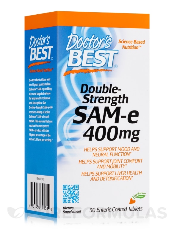SAM-e 400 mg (Double Strength) - 30 Tablets