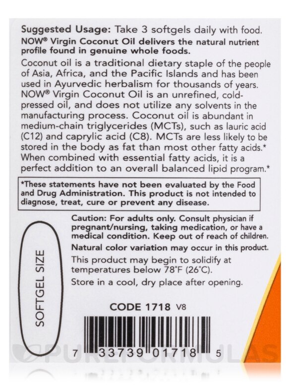 Virgin Coconut Oil 1000 mg - 120 Softgels - Alternate View 4