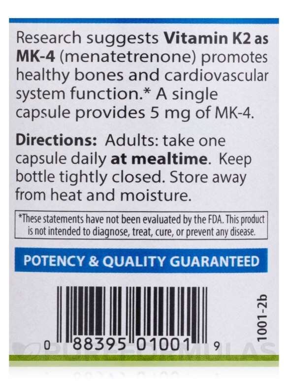 Vitamin K2 as MK-4 (Menatetrenone) 5 mg - 180 Capsules - Alternate View 4