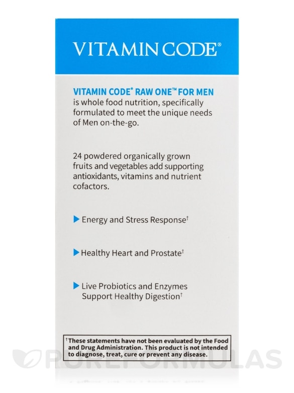 Vitamin Code® - Raw One for Men Multivitamin - 75 Vegetarian Capsules - Alternate View 6