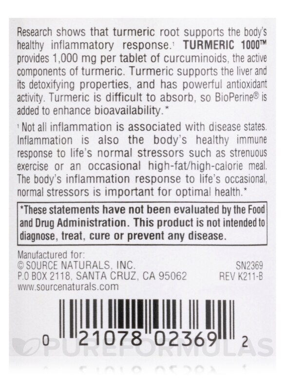 Turmeric 1000 mg - 30 Tablets - Alternate View 4