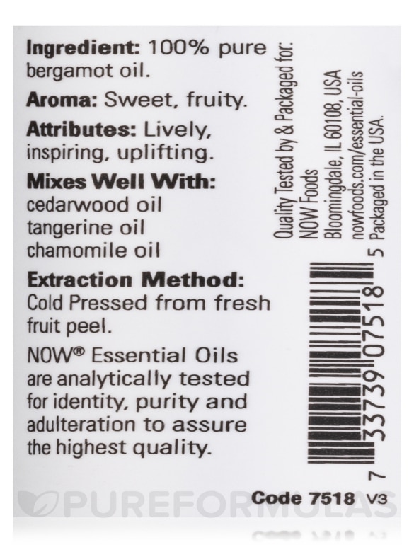 NOW® Essential Oils - Bergamot Oil - 1 fl. oz (30 ml) - Alternate View 3