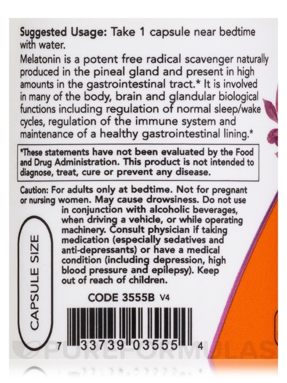 Melatonin 5 mg - 60 Veg Capsules - Alternate View 4