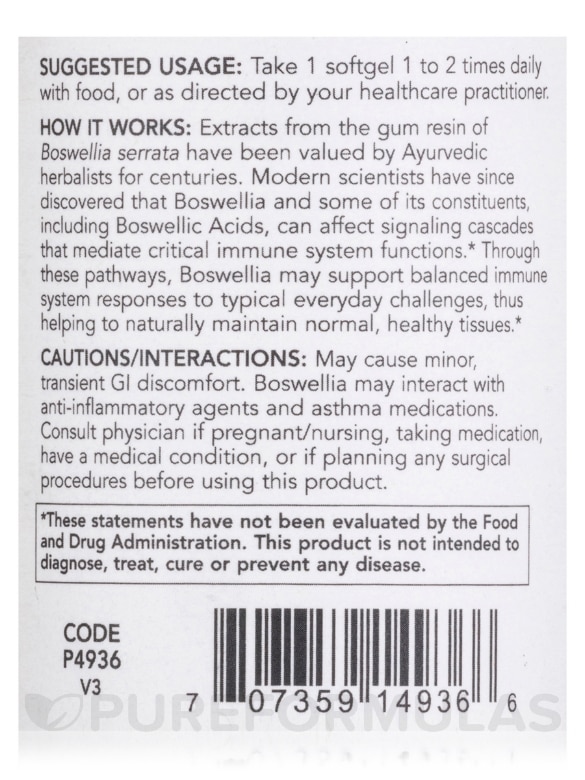 Boswellia Extract 500 mg - 90 Softgels - Alternate View 4