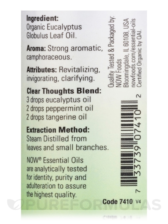 NOW® Organic Essential Oils - Eucalyptus Oil - 1 fl. oz (30 ml) - Alternate View 3