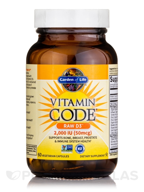 Vitamin Code® - Raw D3™ 2000 IU - 60 Vegetarian Capsules - Alternate View 2