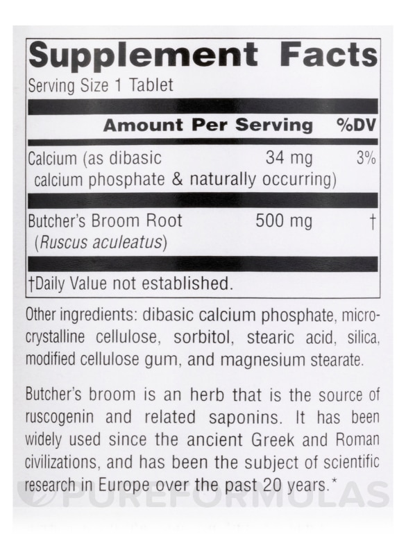 Butcher's Broom 500 mg - 250 Tablets - Alternate View 3