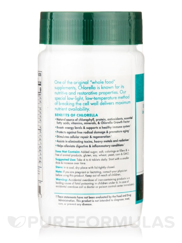 Organic Chlorella 500 mg - 120 Tablets (2.1 oz / 60 Grams) - Alternate View 2