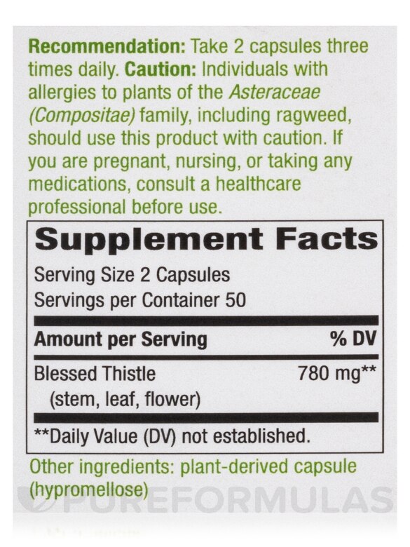 Blessed Thistle Herb 390 mg - 100 Capsules - Alternate View 4