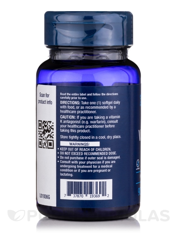 Low-Dose Vitamin K2 (MK-7) 45 mcg - 90 Softgels - Alternate View 2