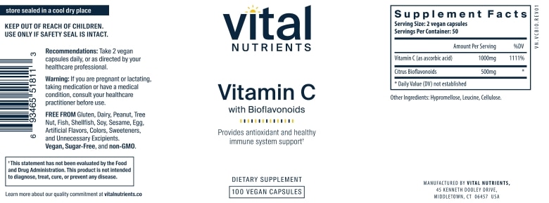 Vitamin C with Bioflavonoids - 100 Vegetarian Capsules - Alternate View 4