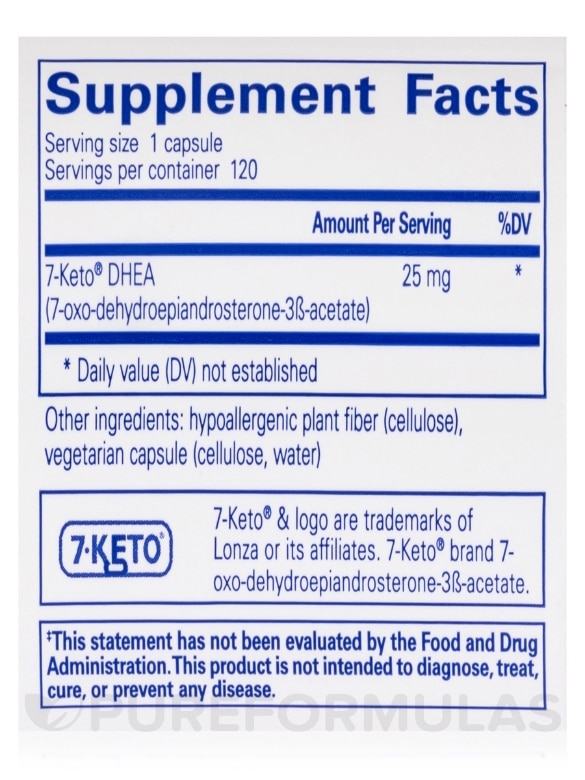 7-Keto® DHEA 25 mg - 120 Capsules - Alternate View 4