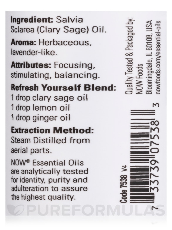 NOW® Essential Oils - Clary Sage Oil - 1 fl. oz (30 ml) - Alternate View 3