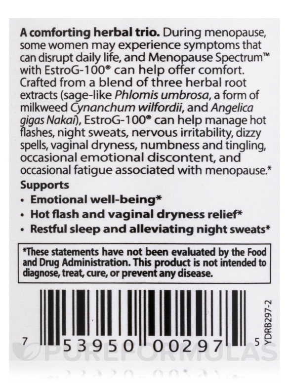 Menopause Spectrum™ with EstroG-100® - 30 Veggie Capsules - Alternate View 4