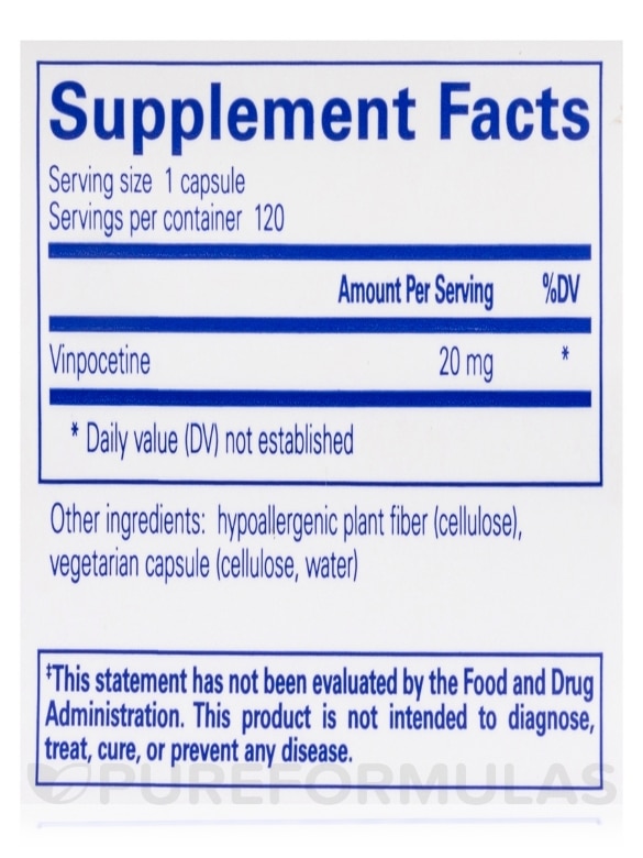Vinpocetine 20 mg - 120 Capsules - Alternate View 4